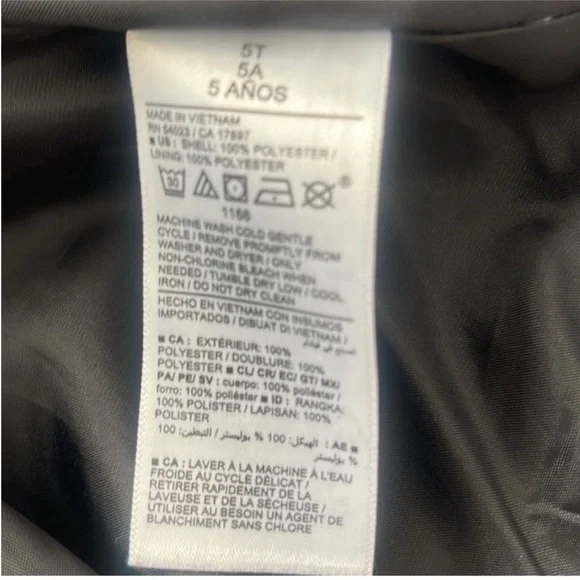 Old Navy Plaid Pea Coat Girls Black White Red Size 5T NWOT - Picture 8 of 8